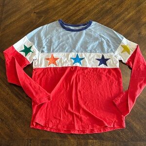 Mini Boden Red and Blue Star Long Sleeve Tee size 11-12Y